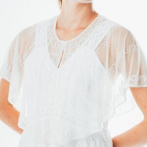 Beaded special occasion shrug / white shiny evening capelet / Sequin Ponch